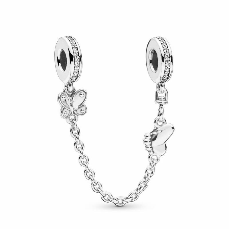 Pandora Decorative Butterflies Safety Chain NZ, Sterling Silver (289134-RHZ)